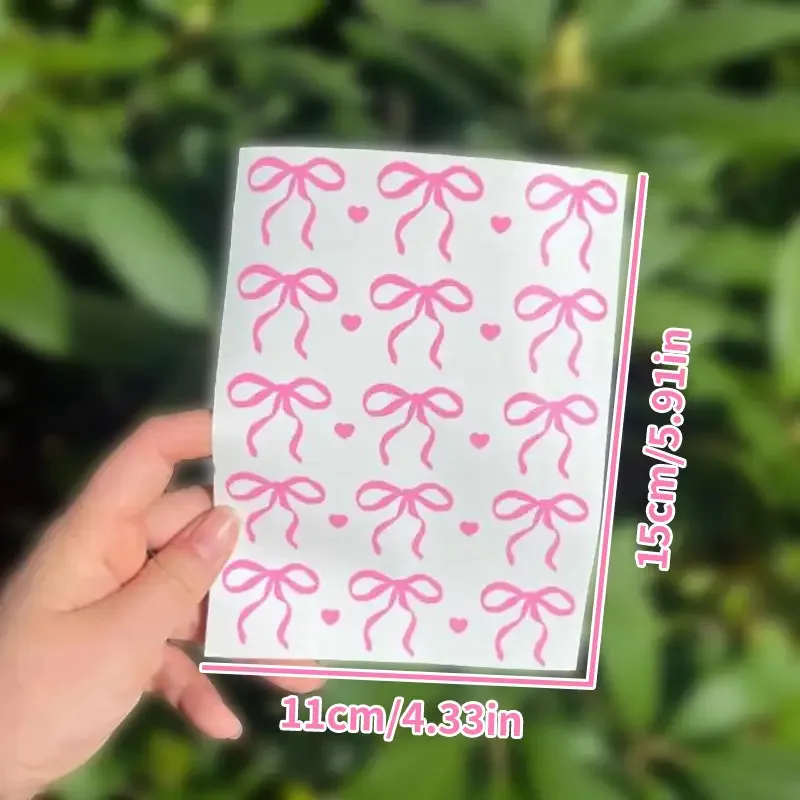 1Set Pink Bow Heart Vinyl Stickers, Waterproof Anti-Scratch Decals for Motorcycle Helmet Water Bottle Phone Case DIY Decor