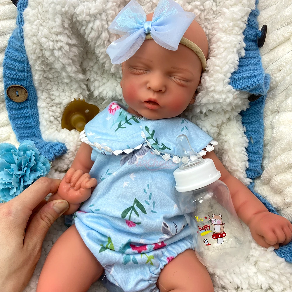 18 Inch Washable Lifelike Silicone Reborn Doll Preemie Therapy Companion Display Piece Sleeping Open Mouth Reborn Doll Christmas