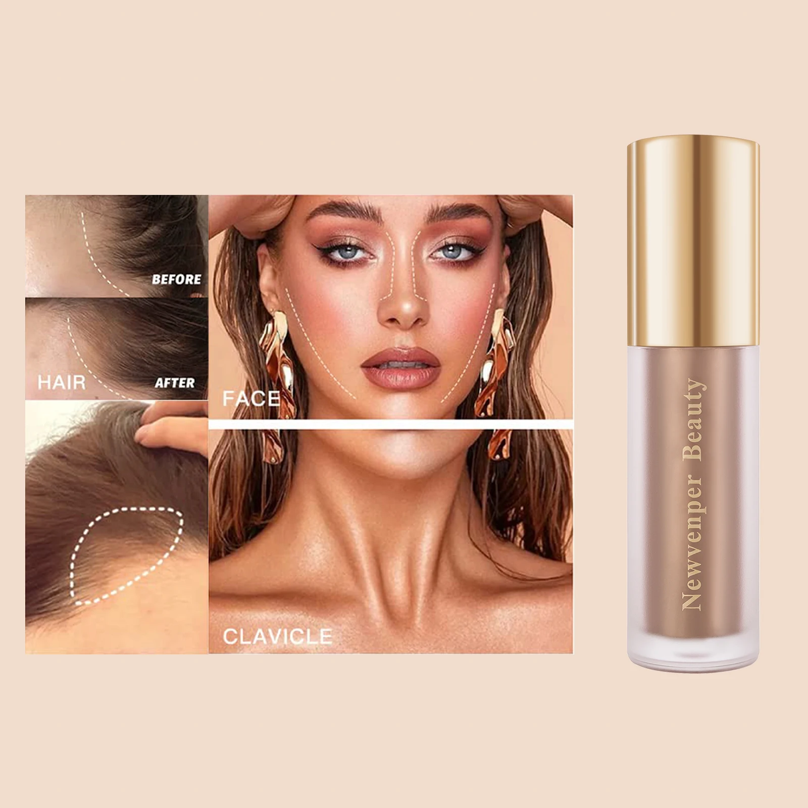 هايلايتر سائل + أحمر خدود سائل + سائل تحديد الوجه والجسم، لمسة نهائية عالية اللمعان، لومينيزر مشع طبيعي #4