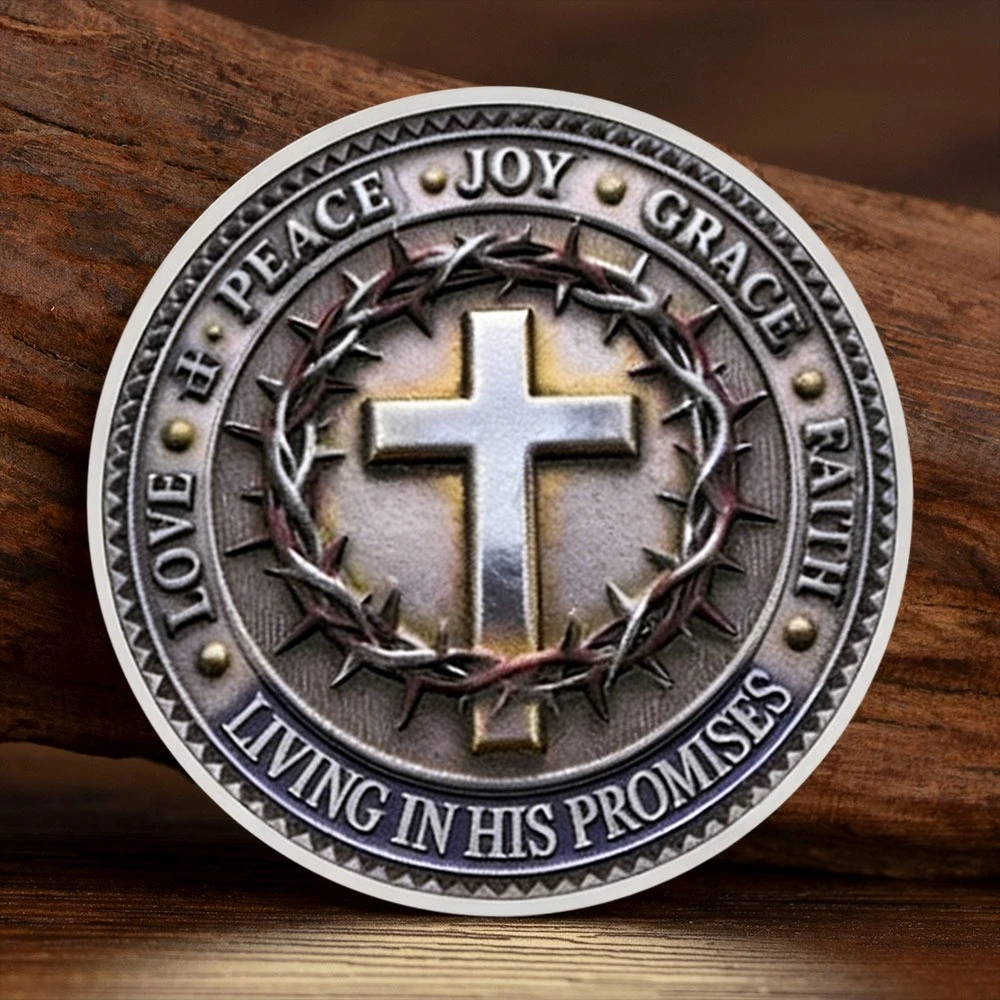 Christ Jesus Silvery Plated Commemorative Coin Faith Cross Painting Collection Coin Memorial Medal