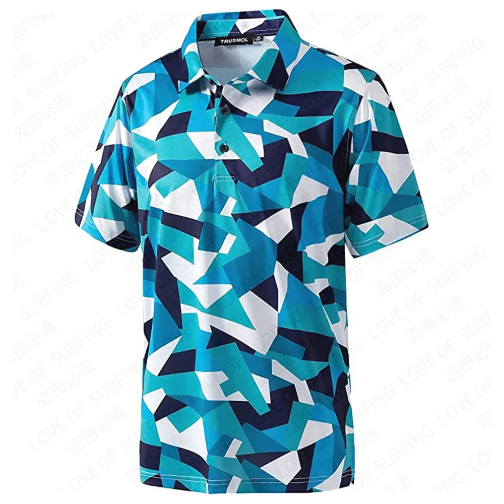 New Golf Shirts for Men Dry Fit Performance Print Short Sleeve Moisture Wicking Golf Polo Shirts UV protection 50+ Customized