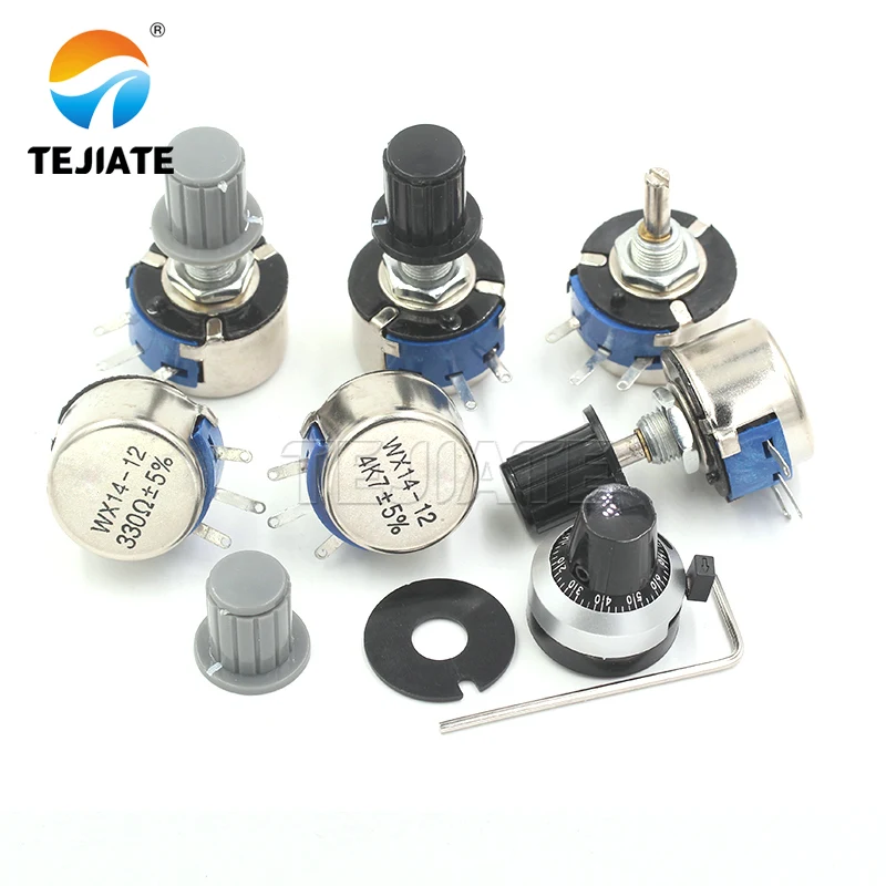 

5pcs WX14-12 3W single turn wire wound potentiometer 1K 2K2 3K3 4K7 20K 10K 22K 100R 470R