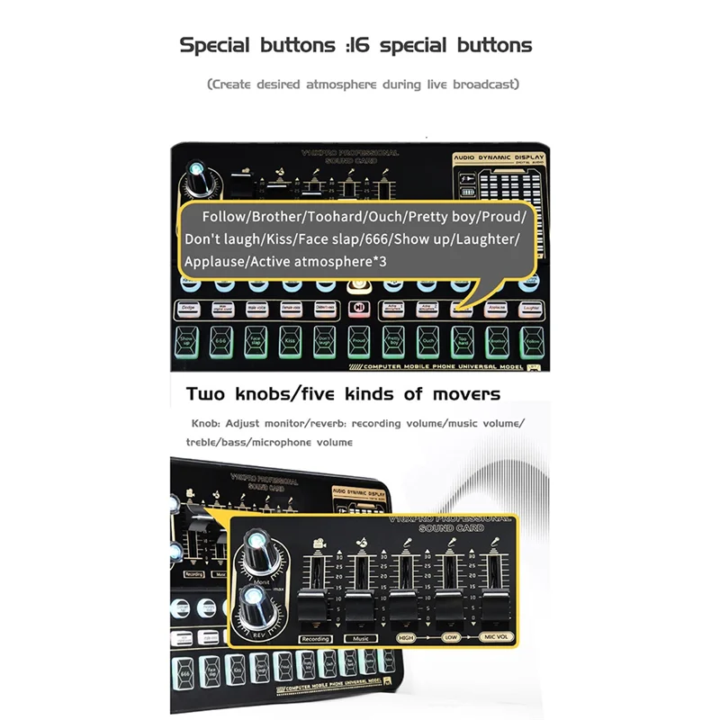 AA08-Pack d'équipement de Podcast, variante de carte son en direct, Microphone Bm800, ensemble complet de pièces de rechange pour diffusion en direct