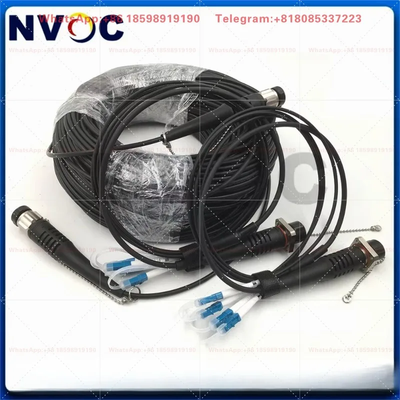 Outdoor ODC Fiber Patch Cord 4C 200M Round Armored ODC 4F Single Mode Waterproof Male/Female 5.0mm LSZH/TPU Cable
