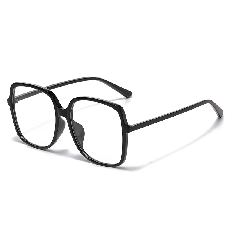 Fashion Women Big Square Black Frame Anti Blue Light Glasses TR90 Lightweight Clear Lens Eyeglasses, Makeup Decor Spectacles Soft Nose Pad for Office Computer Study Daily Street Eyewear