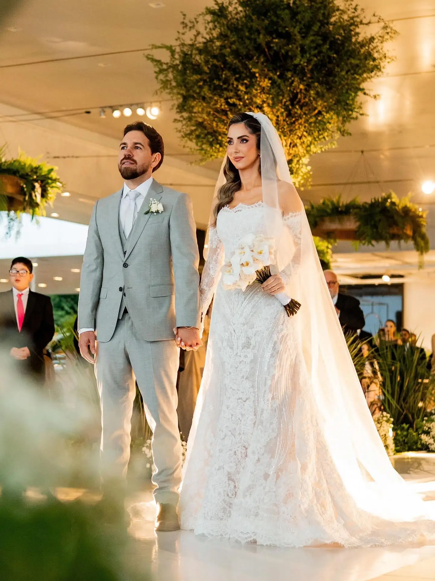 Sharon Said 2026 Luxury Off Shoulder Pearl Beaded Lace Wedding Dress Long Sleeves with Veil Mermaid Bride Gown SW673 Customized