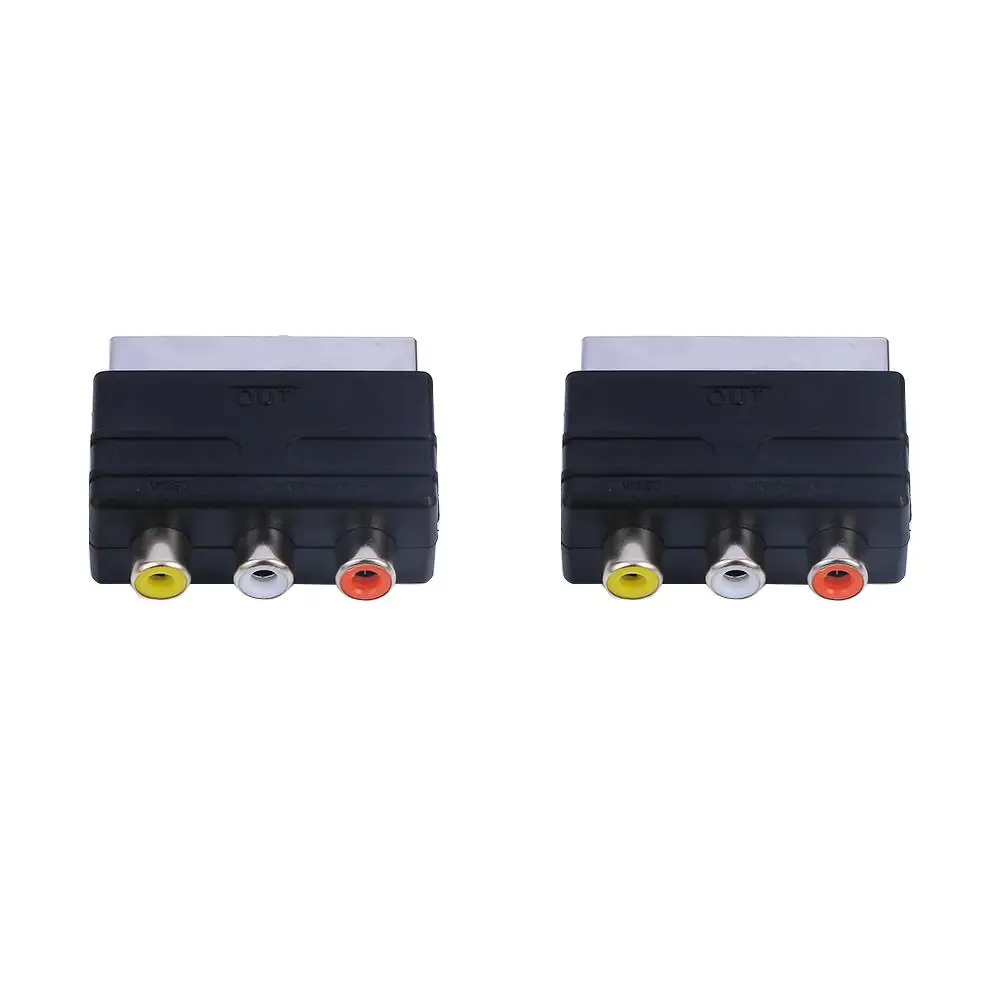 New Hot SCART Male Plug To 3 RCA Female for TV DVD Audio Video Accessories Cable Adapter SCART Converter