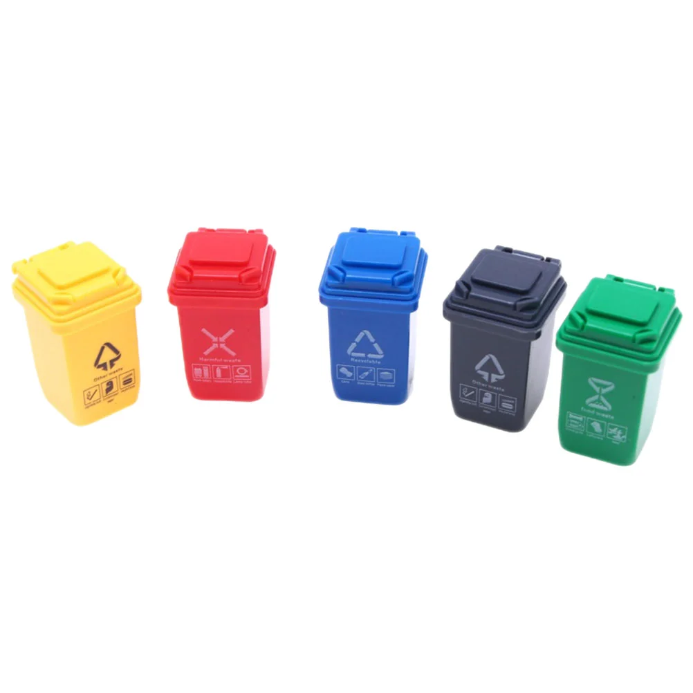 5 Pcs Dollhouse Mini Sorting Trash Can Miniature Garbage Model Small Decor Simulation Sand Table