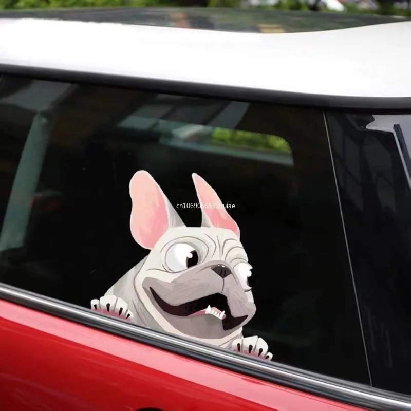 1PC French Bulldog Cartoon Dog Car Stickers for Rear Windshield Window Body Waterproof Creative Vinyl Decals Auto Accessories