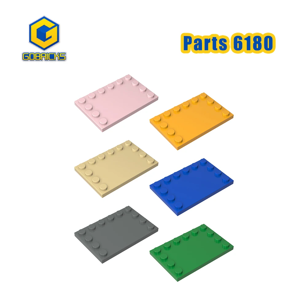 

Gobricks 50pcs 6180 Bricks Plate Special 4 x 6 Parts with Studs on 3 Edges Building Blocks Black Solid Color Accessory Gift