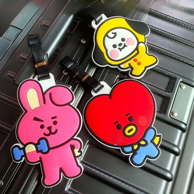 BT21 Cartoon Cute Cooky Tata Koya RJ Shooky Man Chimmy Cute and Funny Hand Luggage and Checked Luggage Anti-Lost Tag Gift