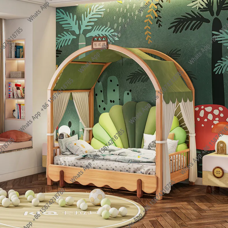 

Детская кровать-домик с расширяемой кроватью-палаткой, из массива дерева, в скандинавском стиле, для детской комнаты, кровать-замок для принцессы