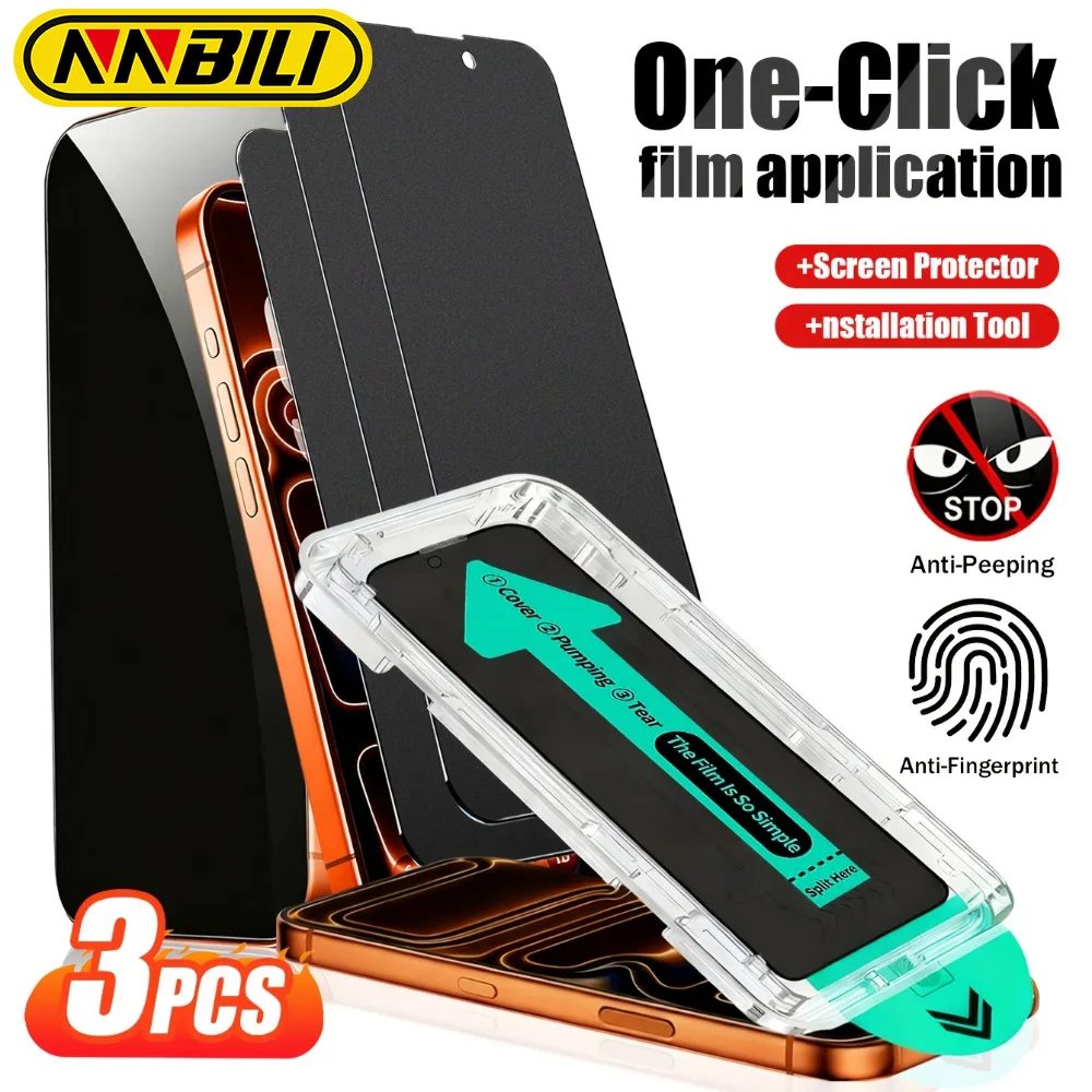 NNBILI 3Pcs Matte Privacy Oleophobic Dust-Free Easy Installation Matte Privacy Screen Protector for iPhone 17 Pro Max 16 Series