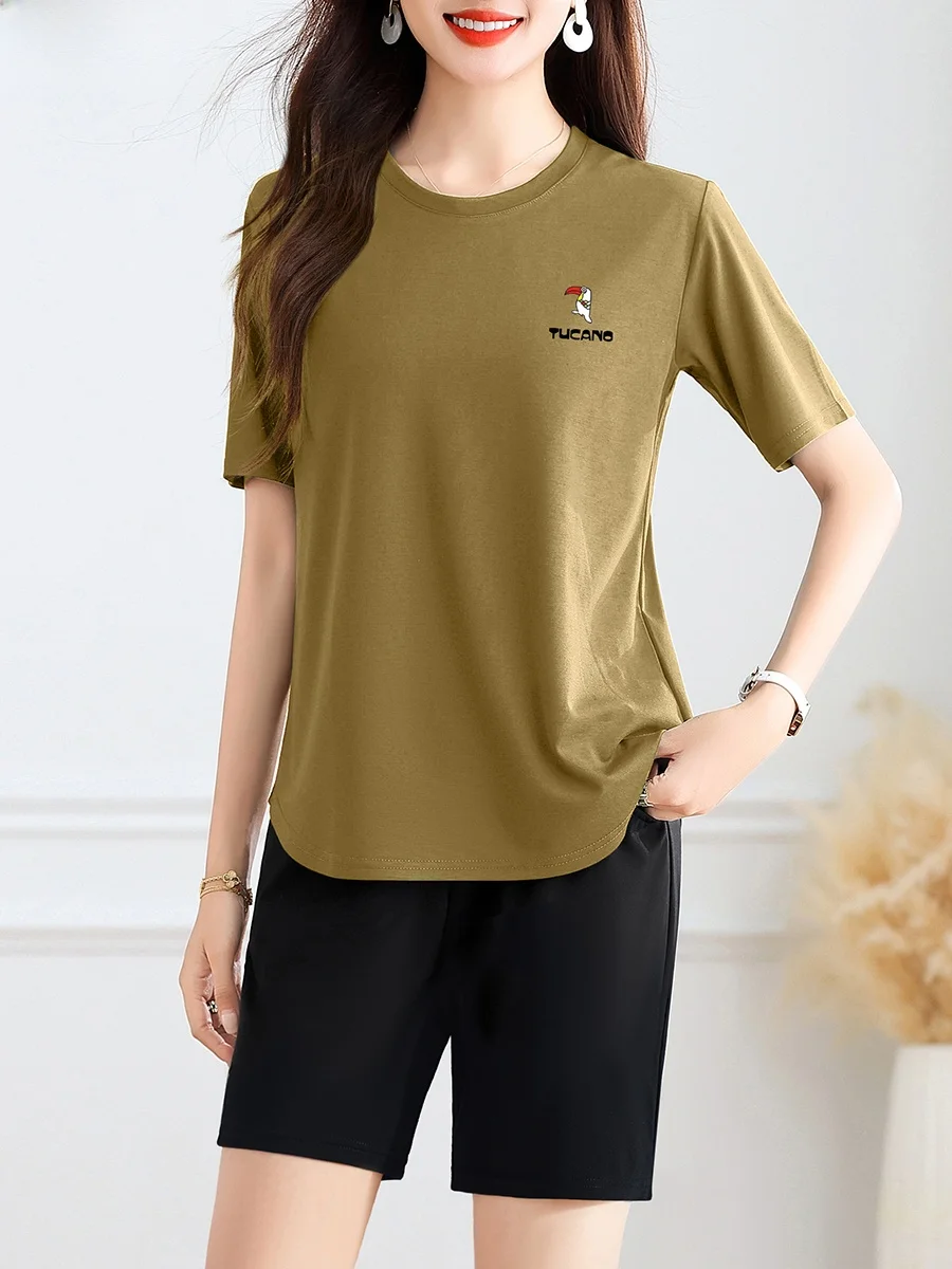 TUCANO glace soie Qui sec sport ensemble femmes 2025 nouvel été ort Sve orts Faion course deux pièces ensemble rond Ne