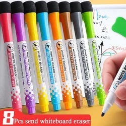 8 Colors Magnetic Dry Erase Markers Fine Tip Magnetic Erasable Whiteboard Pens for Kids Teachers Office School Student Classroom