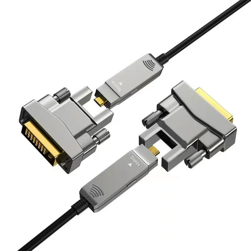 4K DVI 24+1 Detachable Fiber Optic Cable Type A DVI +Type D Mirco HDMI Active Fiber 4K@30Hz 100m 50m For PC Monitor micro camera