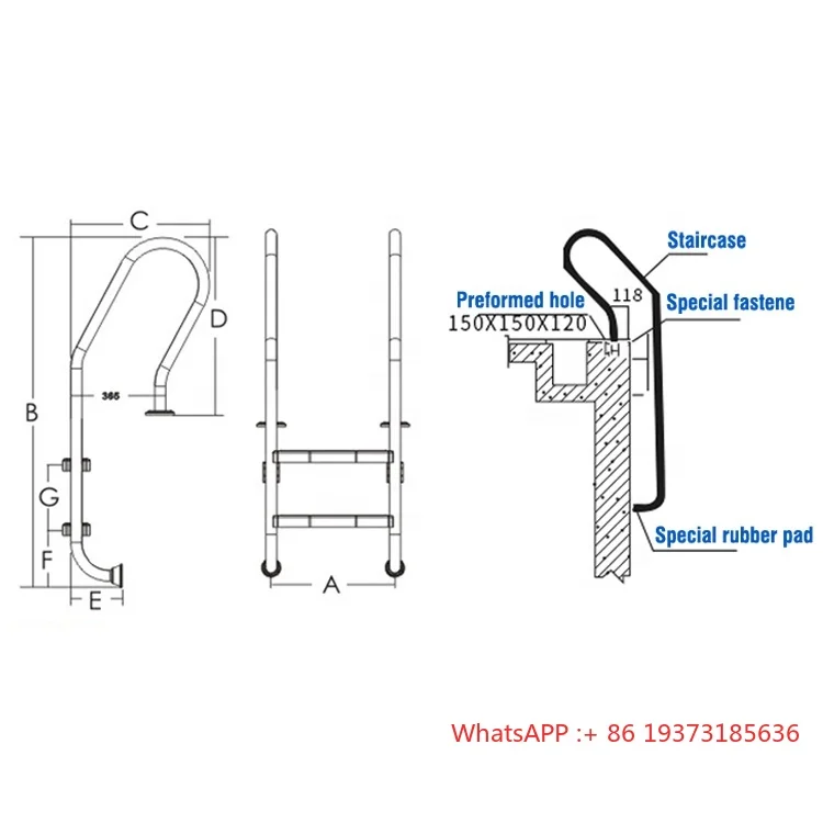 Fenlin Factory High Quality SF Stainless Steel Piscinas Pisina Swimming Pool Stairs Ladder for Pools