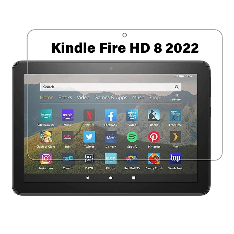 

For Amazon Kindle Fire HD 8 2022 Tempered Glass Screen Protector 8 Inch Scratch Proof Protective Film