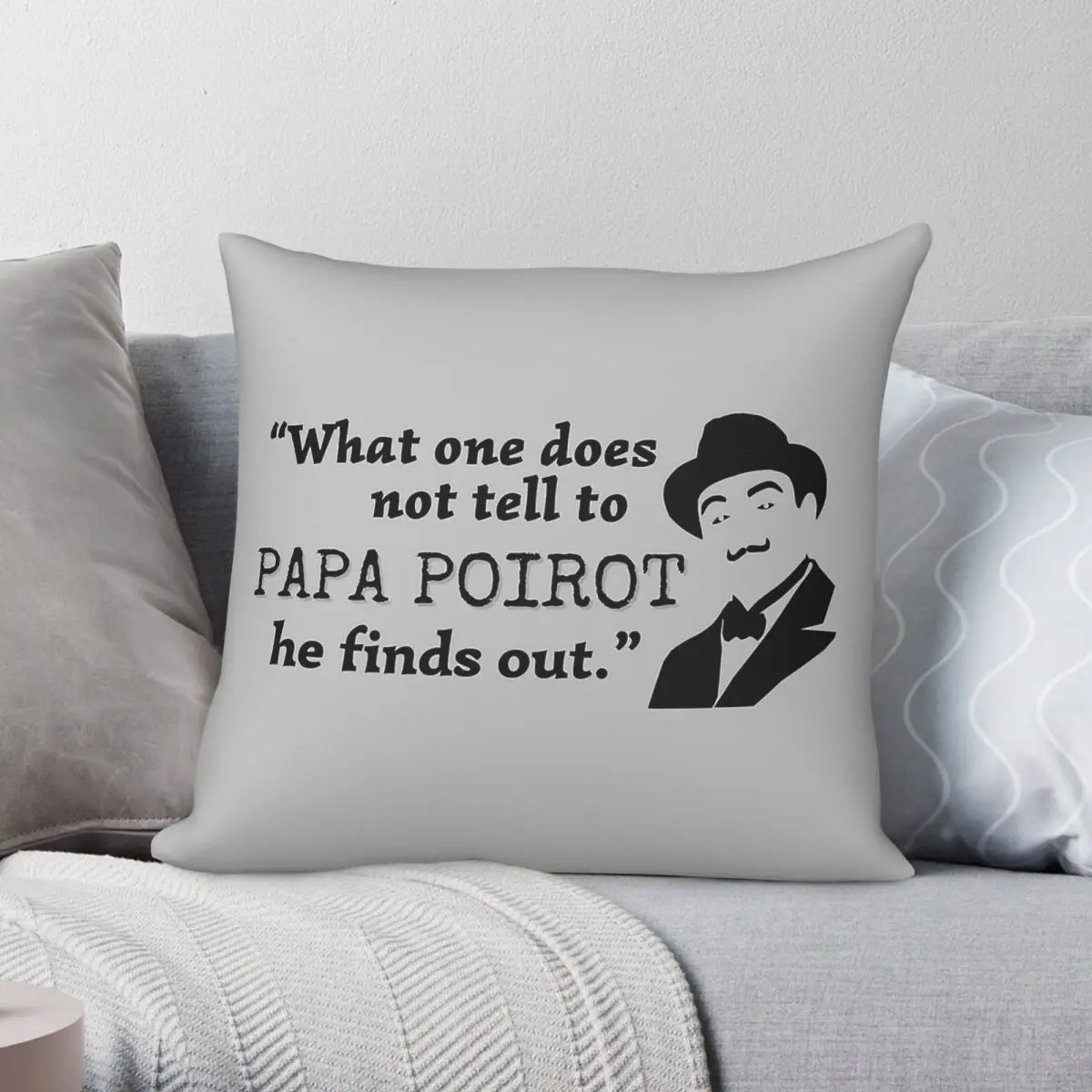 Hercule Poirot Detective Square Pillowcase Polyester Linen Velvet Creative Zip Decorative Throw Pillow Case Home Cushion Cover