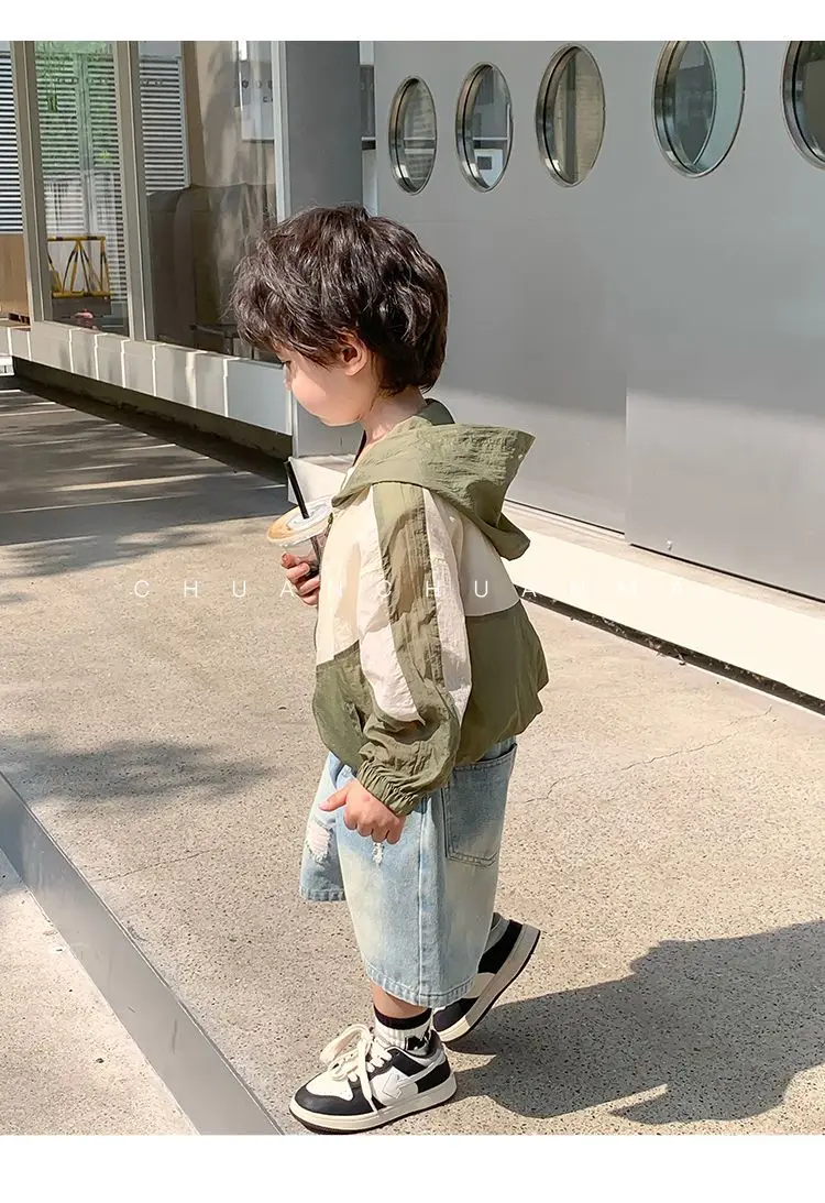 2025 الصيف الملابس في الهواء الطلق للأطفال وسيم صبي 1-10 Y الاطفال معطف مقنع طويلة الأكمام الرضع الفتيان واقية من الشمس سترة الاطفال القمم #3