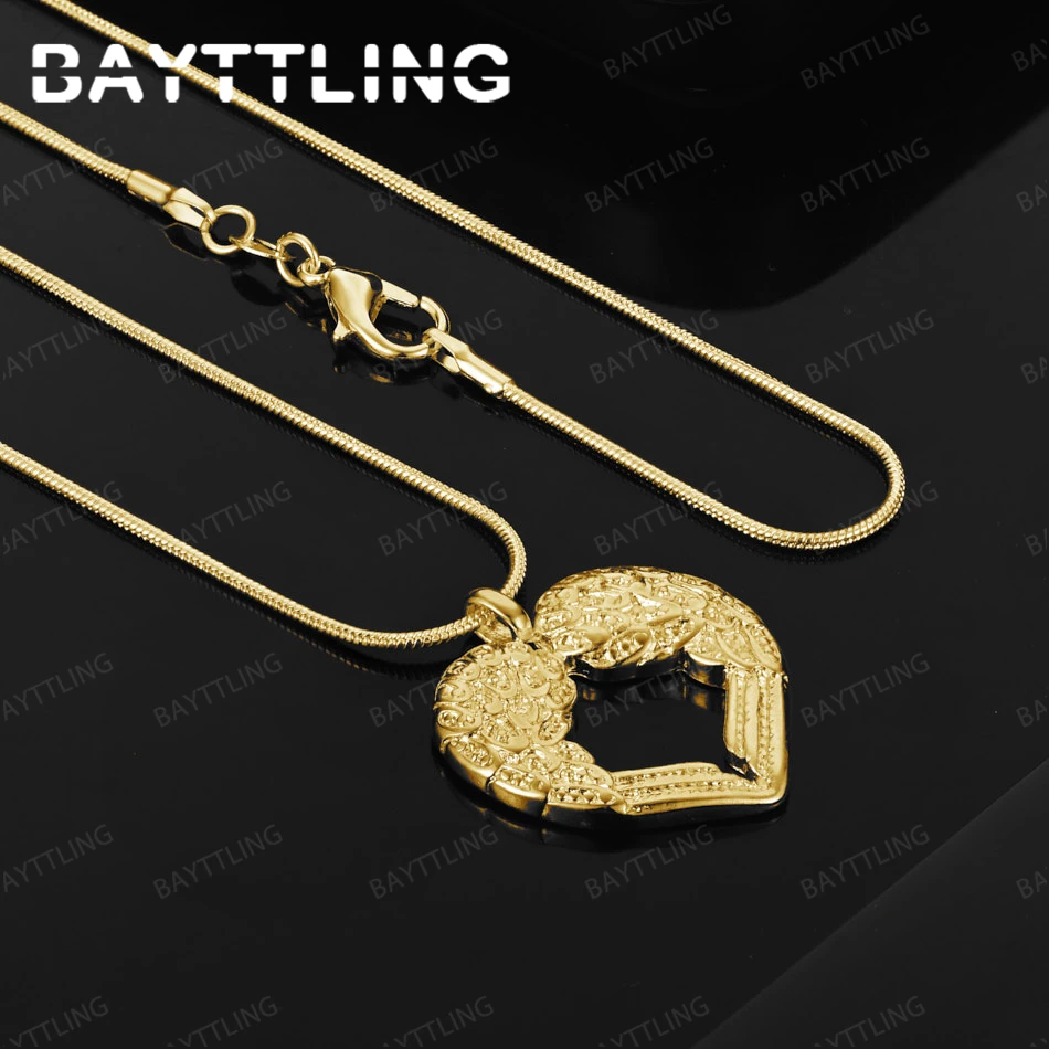 

925 Silver 18K Gold 16-30 Inch Delicate Feather Heart Pendant Necklace for Women Girlfriend Gift Wedding Party Jewelry