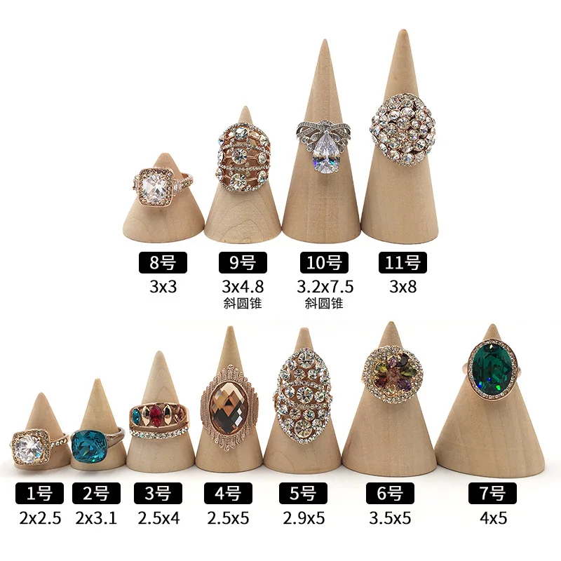 Wooden Cone Ring Holder for Jewellery Display