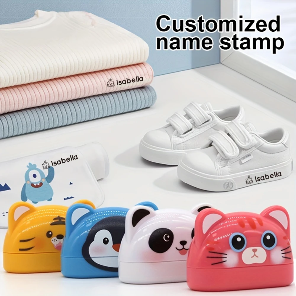 Cartoon Cat Custom Name Stamp For Clothing Personalise For Student Clothes Chapter children's Kawaii Name Sticker Gift