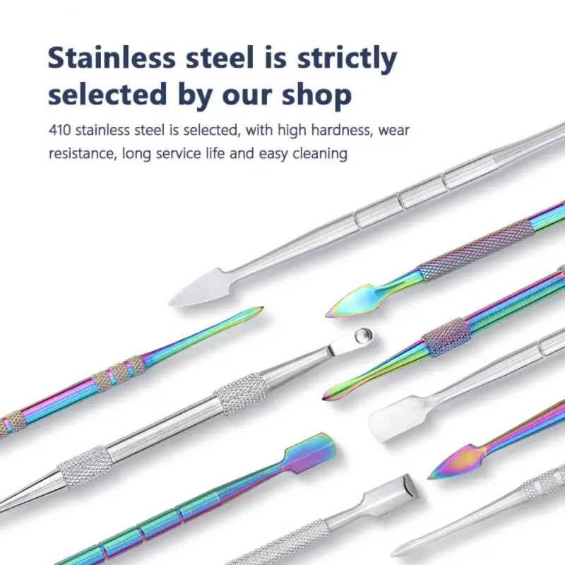 Zestaw odpychacza do skórek paznokci dwustronny palec martwy naskórek paznokci Push Pedicure ze stali nierdzewnej usuwacz martwego naskórka żel UV narzędzia do paznokci