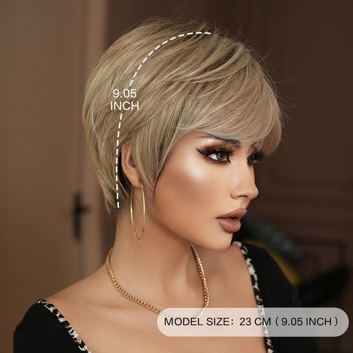 Short Straight Pixie Cut Golden Bob Wig for Women Daily Use High Density Synthetic Wigs with Drak Roots Beginner Friendly - view 3
