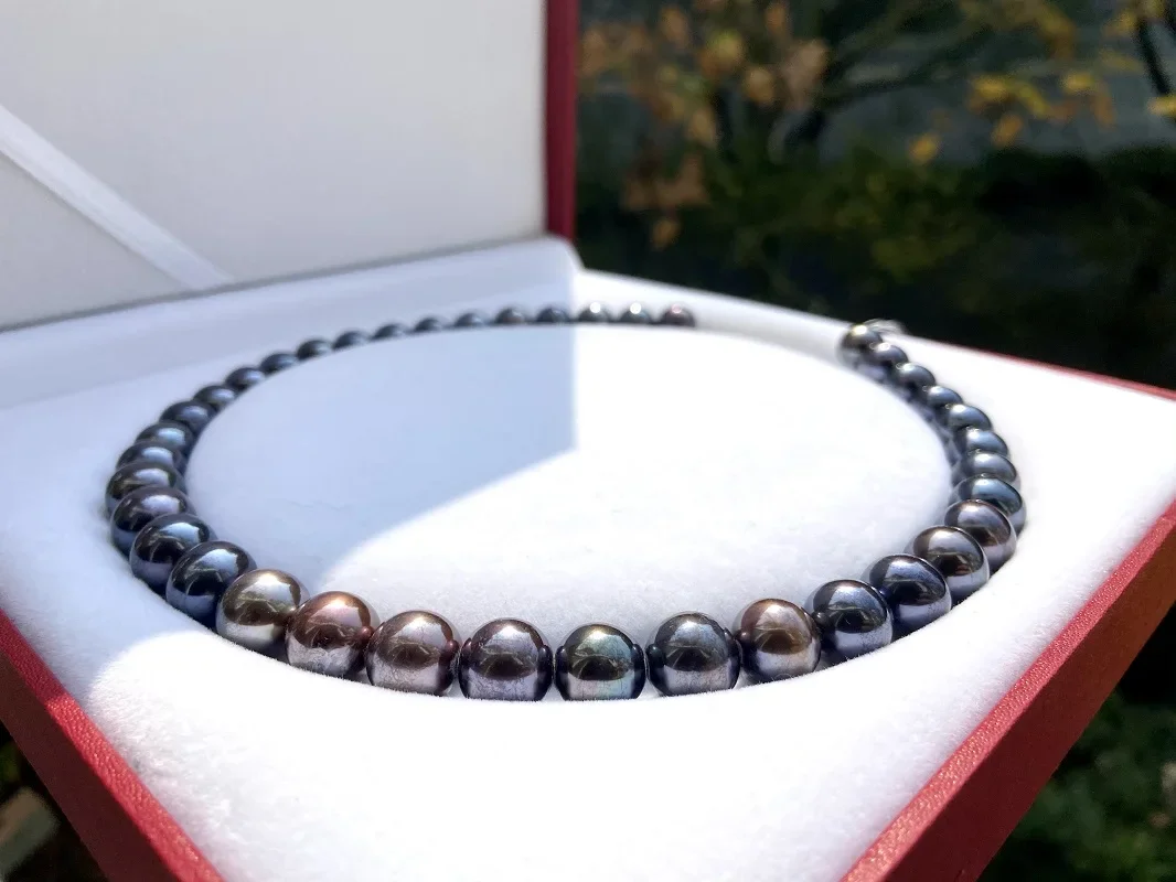 2024 New Sea Necklace for Women 11-12mm Round Black Pearl Necklace Luxury Jewelry Gifts for Female Pendants Sterling Silver 925