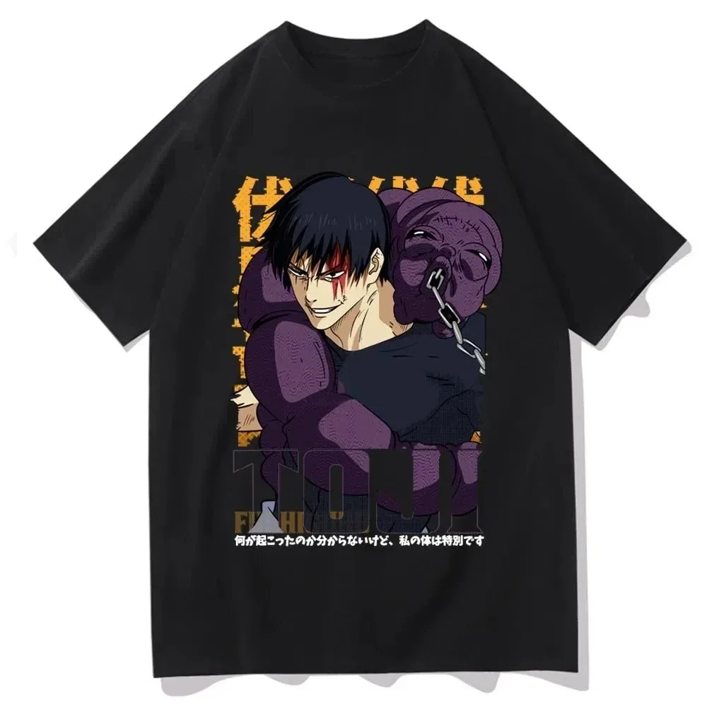 Camiseta con periféricos de Manga de Anime japonés, camiseta con estampado gráfico de Jujutsu Kaisen Choso Yuji, Top holgado informal de algodón de gran tamaño para hombres y mujeres