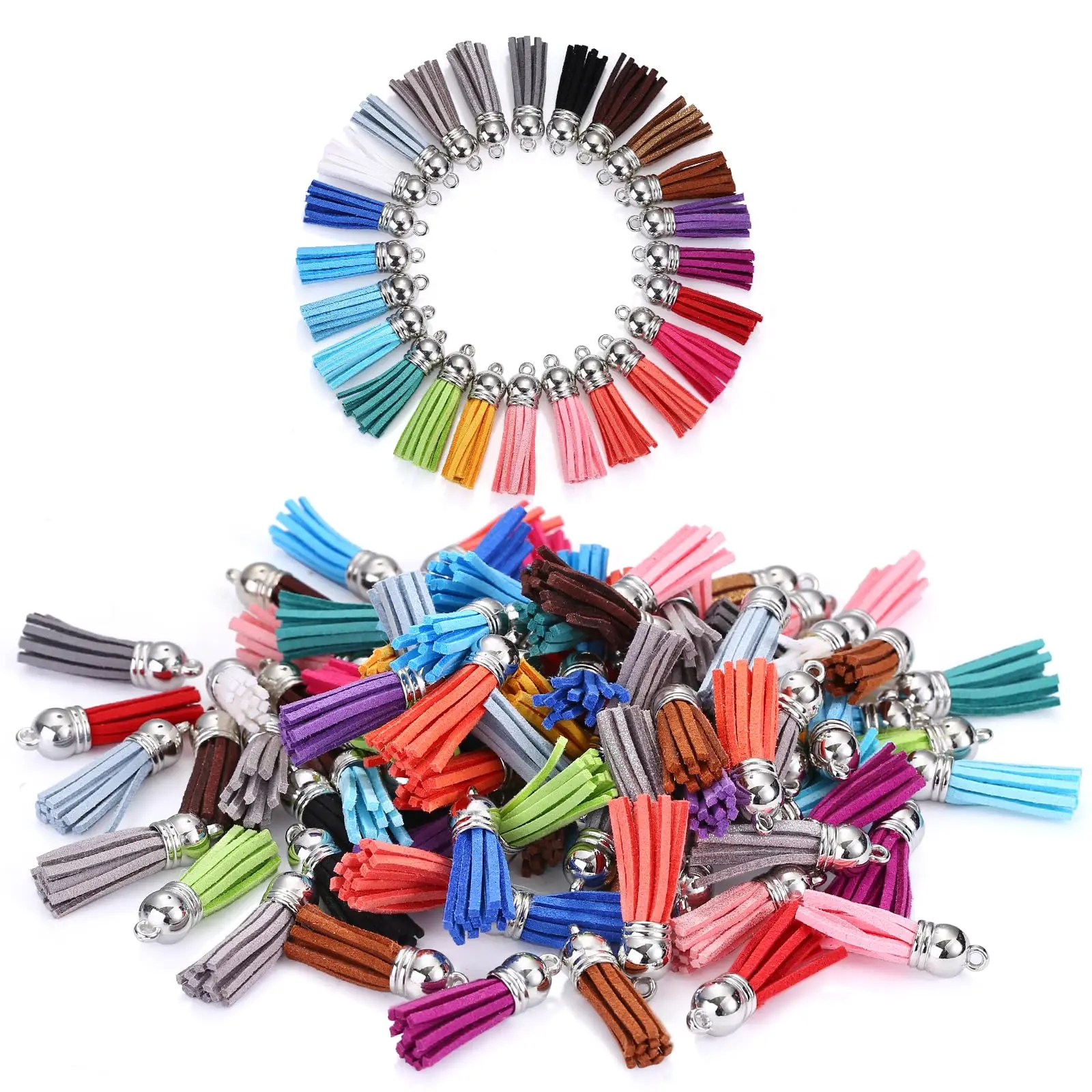 10/20/60 Pcs Mini Tassels Faux Suede Mala Tassel Kit 1.5inch for DIY Jewelry Making Earrings Necklaces Garlands Keychains Charms