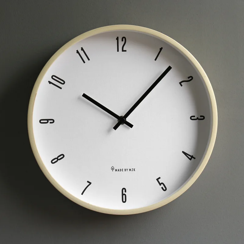 Nordic Simple Solid Wood Wall Clock Modern Quartz Movement Clocks Dining Room Bedroom Wall Decor Wall Clocks 12inch Home Decor