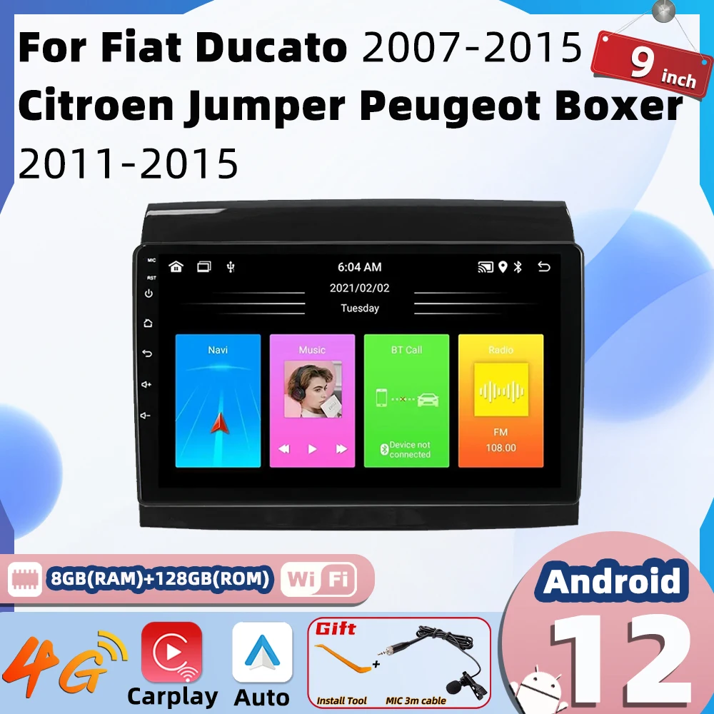 

Автомагнитола 2 Din Android для Fiat Ducato 2007-2015 Citroen Jumper Peugeot Boxer 2011-2015 мультимедийная стерео Автомагнитола для Carplay 4G