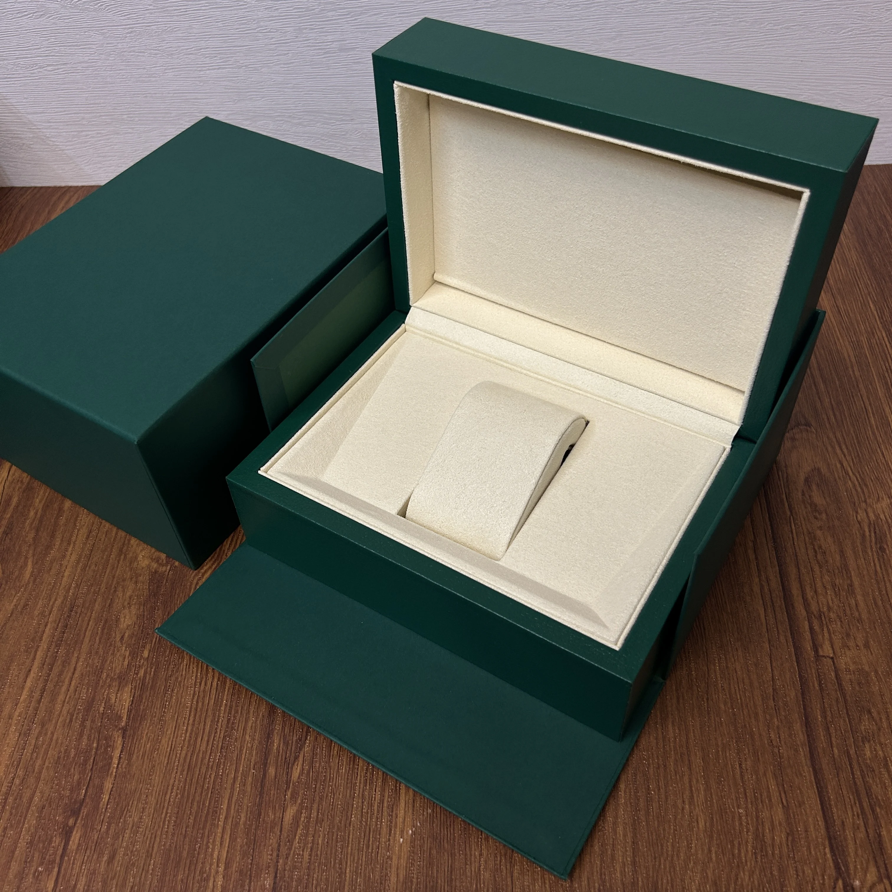 

High-end Luxurious New Men Women Green Watch Gift Box Wooden Storage Display Travel Package Watch Box for Automatic Quartz Watch