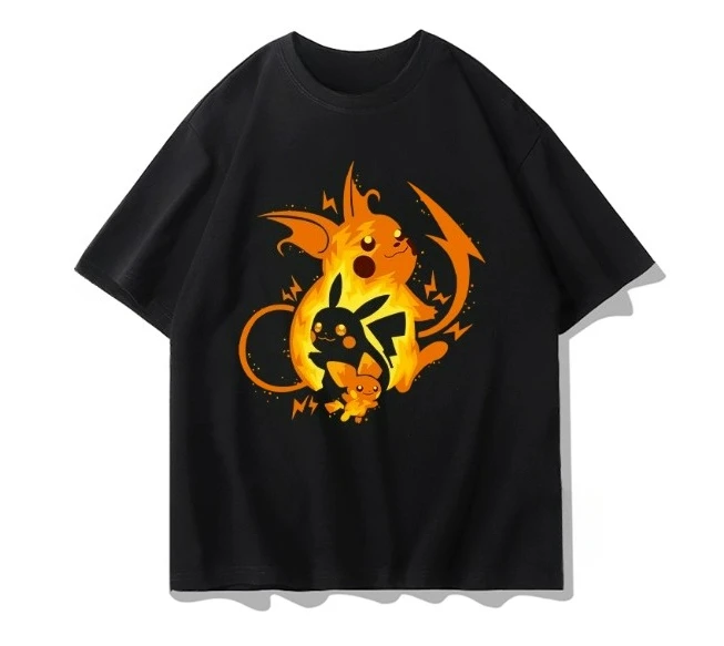 Camiseta de manga corta de colaboración Pok É Mon para niños, ropa infantil de Pok É Mon Squirtle Pikachu, ropa de verano para niños