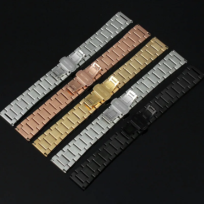 Curved end stainless steel watchband bracelet 16mm 17mm 18mm 19mm 20mm 21mm 22mm 23mm 24mm for Omega breitling Casio watch strap