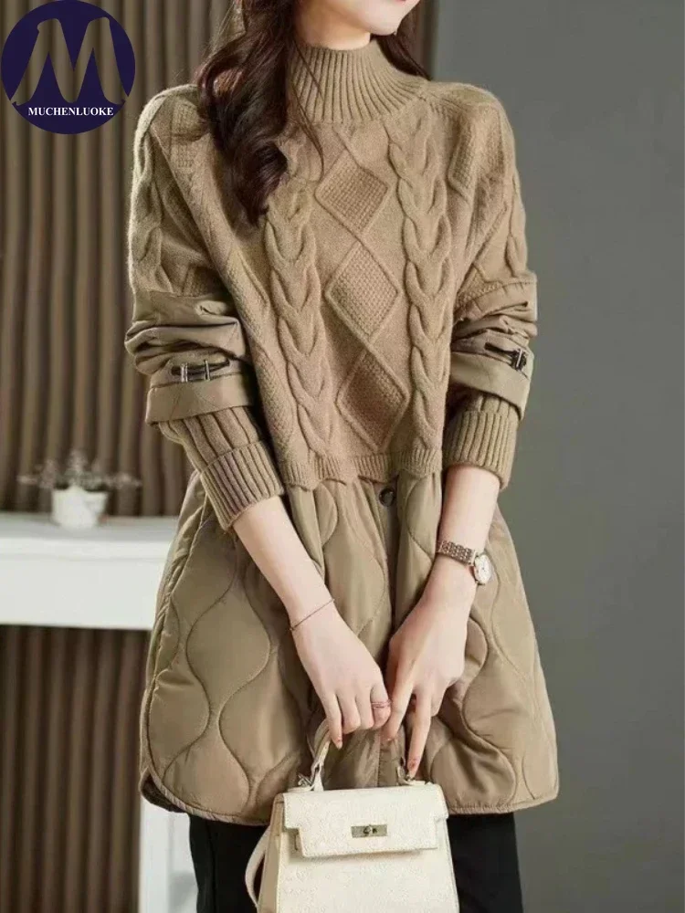 Maglione da donna autunno inverno nuovo stile pigro mezzo collo alto maglioni impiombati Top moda coreana Casual pullover lavorati a maglia allentati