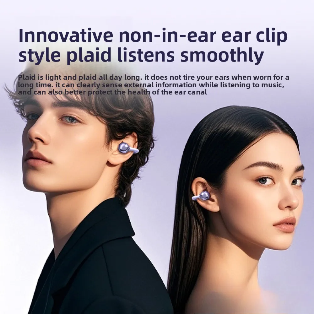 Auricolari con clip Cuffie Bluetooth 5.4 wireless a orecchio aperto con microfono, riproduzione 50 ore, cancellazione del rumore, auricolari sportivi comodi,