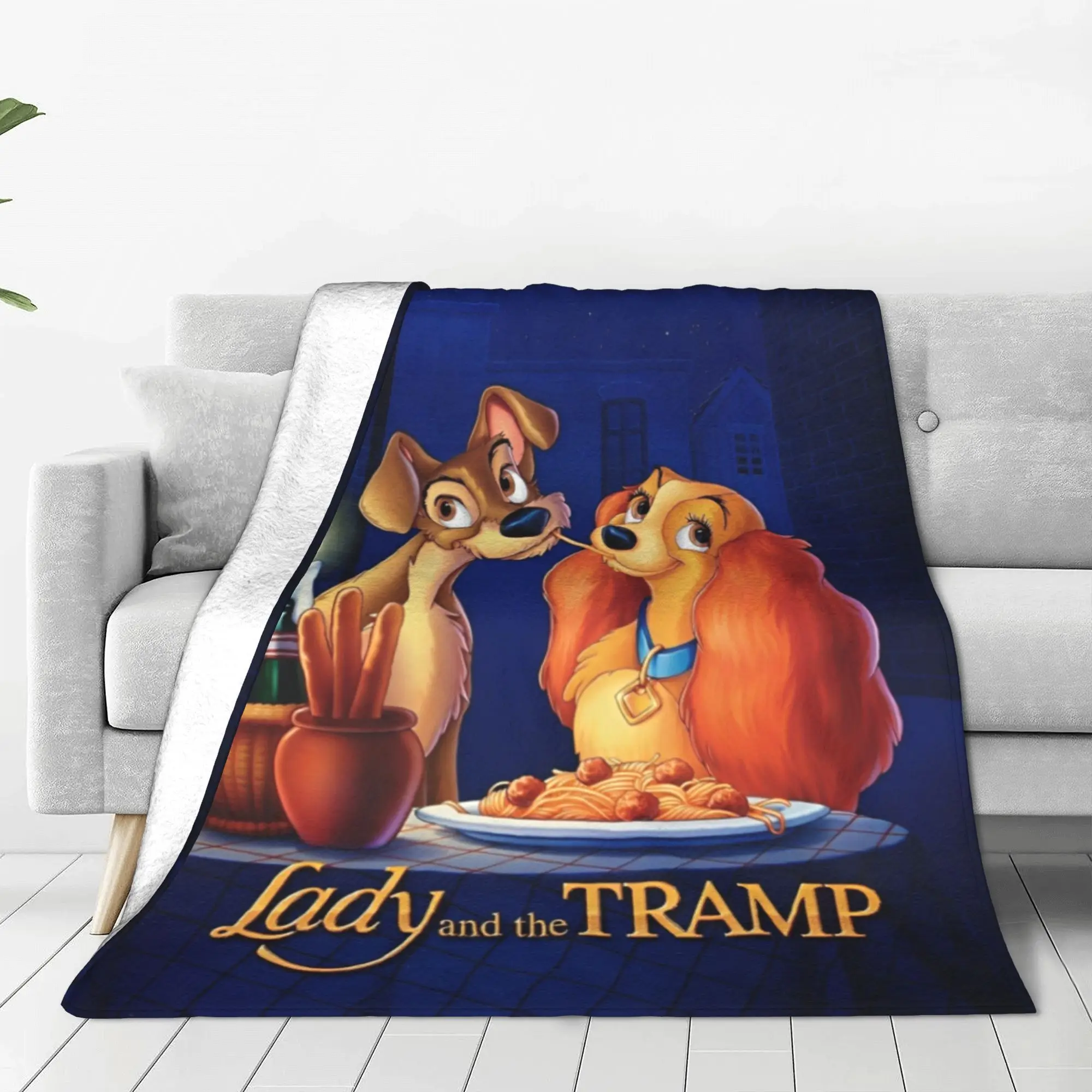 Lady and The Tramp Flannel Blanket Cocker Spaniel Stray Dog Fashion Throw Blankets for Home 125*100cm Quilt Lightweight Thin