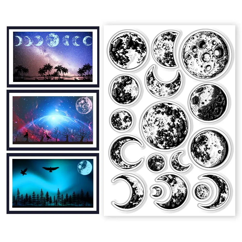 2024 New Moon stamp Clear Stamp for Scrapbooking Transparent Silicone Rubber DIY Photo Album Decor