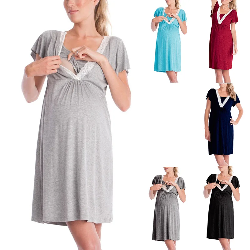2025-moda-popular-renda-emenda-de-manga-curta-multi-funcional-mae-amamentacao-vestido-pijamas-para-gravidas