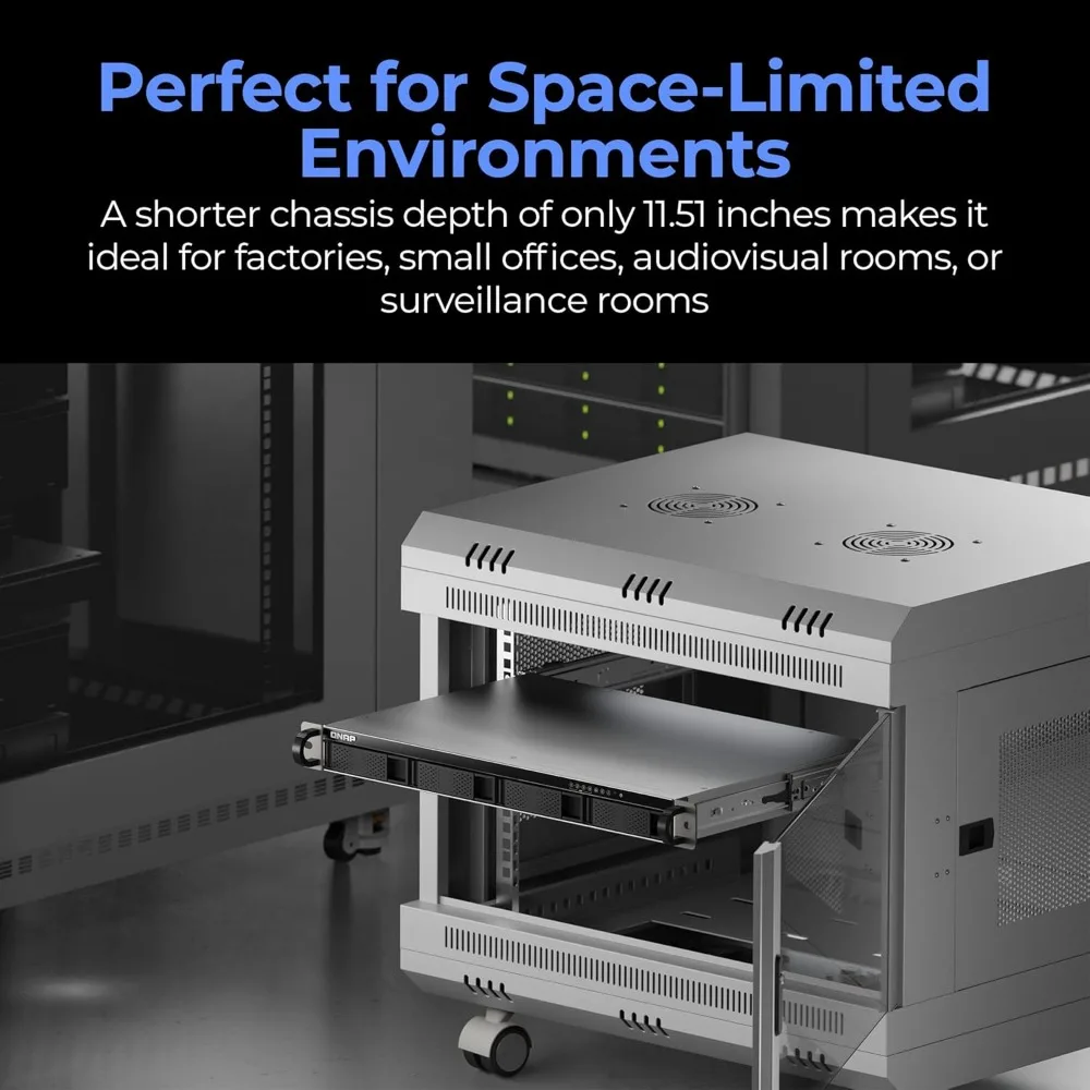 TS-433eU Compact 1U Short-Depth rackmount 2.5GbE NAS, Affordable Edge Storage with NPU Acceleration (Diskless)