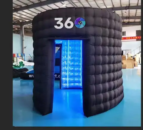 Cabina de fotos inflable portátil 360, telón de fondo con luces LED RGB, tienda de fondo para bodas, fiestas, exposiciones y eventos