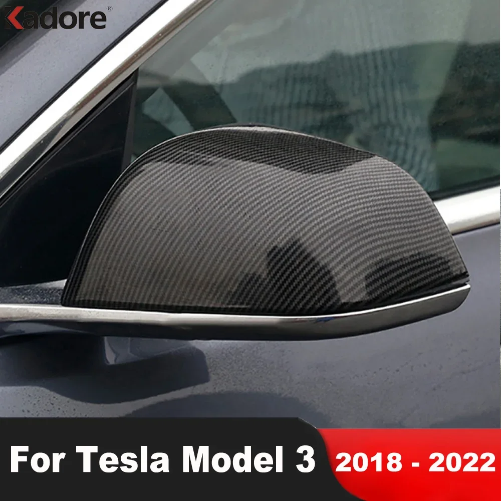 Rearview Mirror Cover Trim For Tesla Model 3 2018 2019 2020 2021 2022 Carbon Fiber Car Side Wing Mirror Cap Exterior Accessories