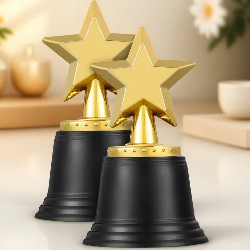 20Pcs Five-Point Star Trophy Plastic Trophy for Elementary School Awards Motivational Classroom Supplies Race Award Decor