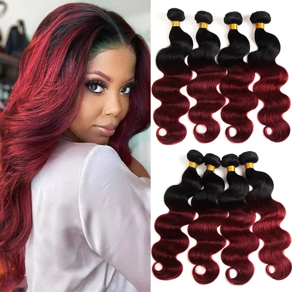 TB 99J Dark Burgundy Human Hair Bundles Straight Human Hair  Bundles Brazilian Wine Red Unprocessed Virgin Weave Hair Extensions