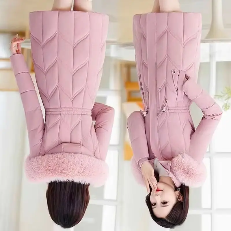 

Новинка 2025 года, зимняя женская пуховая хлопковая куртка, тонкая повседневная темпераментная куртка с длинными рукавами, универсальные толстые теплые парки с капюшоном, женская верхняя одежда