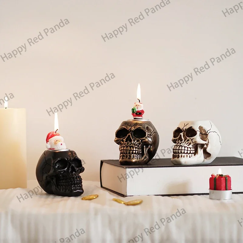 European small skull candlestick atmosphere decoration skull ornament role play tabletop game props resin crafts