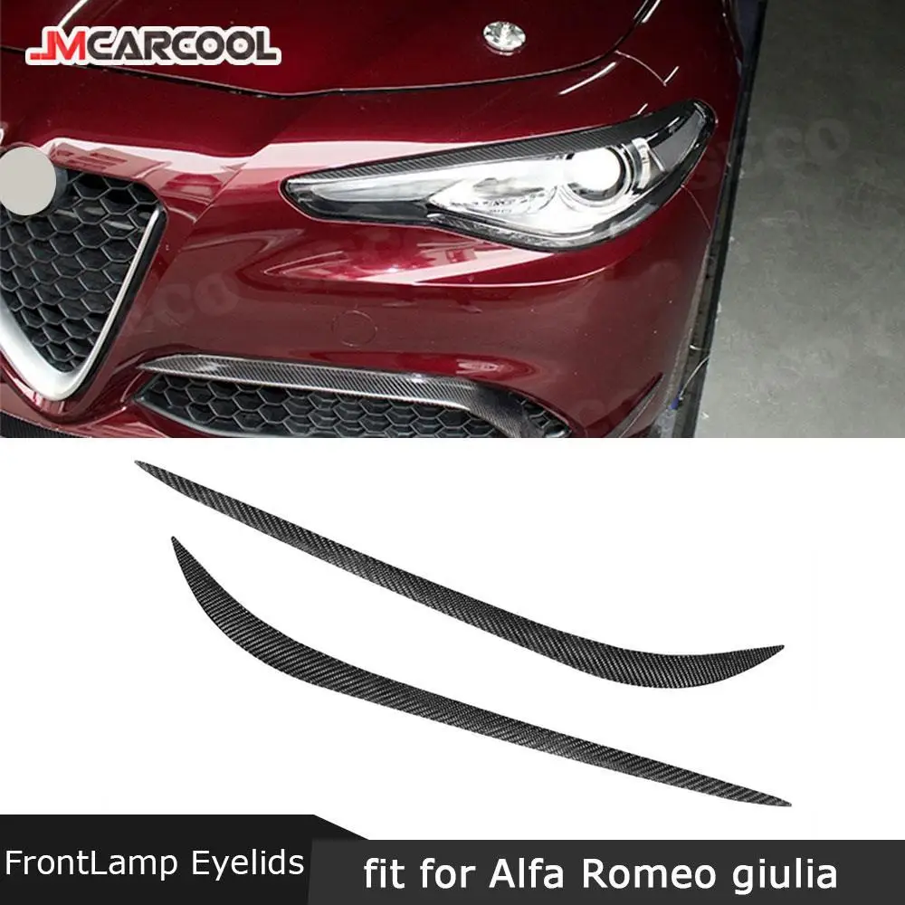 

Carbon Fiber Front Headlight Eyebrow Cover Stickers Head Lamp Eyelids For Alfa Romeo Giulia 2016-2018 Car Accessory